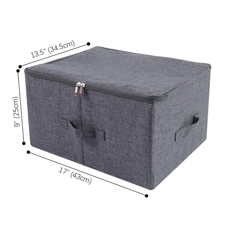 iwill CREATE PRO Pack of 2, Fabric Folding Washable Clothes Storage Boxes with Zip Lid for Wardrobe, Black Gray - Image 2